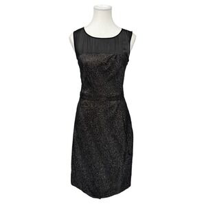 Luca Luca Metallic Mini Dress 100% Silk Sheer Gold Black IT Size 40